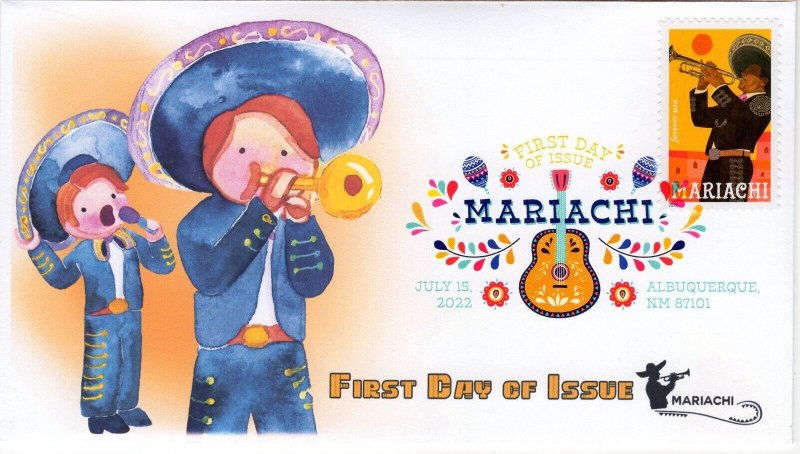 22-151, 2022 , Mariachi, Digital Color Postmark, First Day Cover, Albuquerque NM