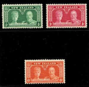 New Zealand 1935 KGV Silver Jubilee set complete MLH. SG 573-575. Sc 199-201.