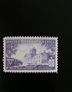 1941 3c Vermont Statehood, 150th Anniversary Scott 903 Mint F/VF NH