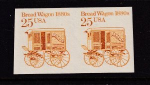 1986 Imperforate pair Sc 2136a 25c Transportation coil Bread Wagon error MNH (D6