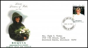 St Vincent Grenadines 301 Princess Diana Typed FDC