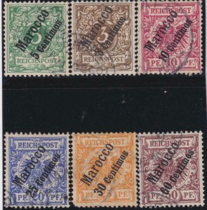 German Offices in Morocco 1898 SC 1-6 Used Set 