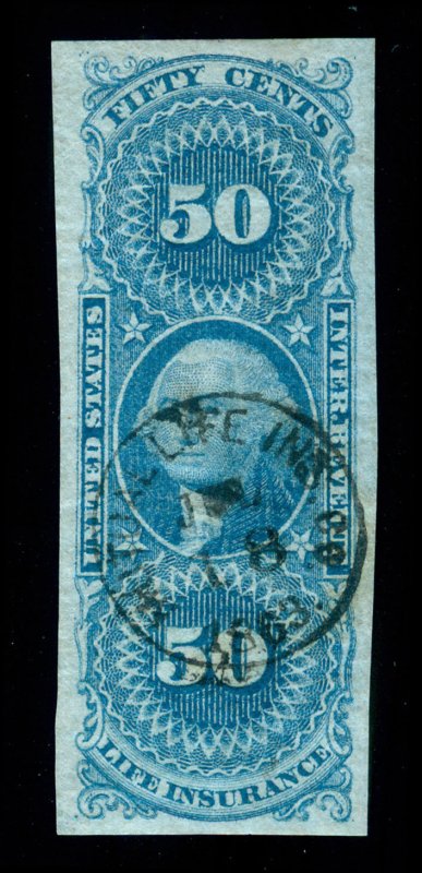 MOMEN: US STAMPS #R58a REVENUE HANDSTAMP XF+