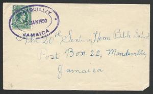 JAMAICA 1950 local cover superb TRANQUILITY TRD in violet..................52559