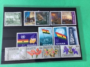 Ghana Gibraltar & Malawi mint never hinged stamps Ref 54605