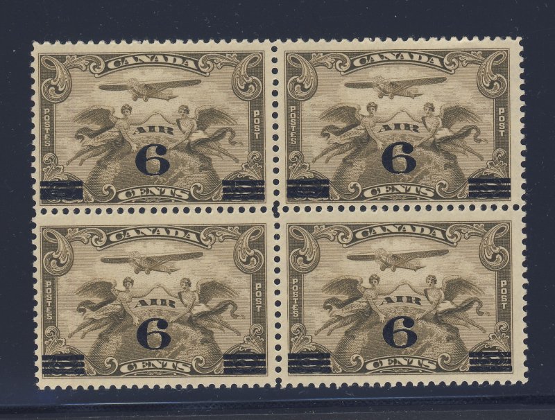 4x Canada Airmail Stamps Block of 4 #C3-6c/5c Provisional Guide Value = $85.00