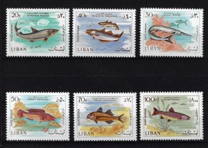 1968 Lebanon - Yvert Airmail #436-41 - Fish - 6 Values - MNH**