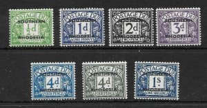 SOUTHERN RHODESIA SGD1/7 1951 POSTAGE DUES MNH