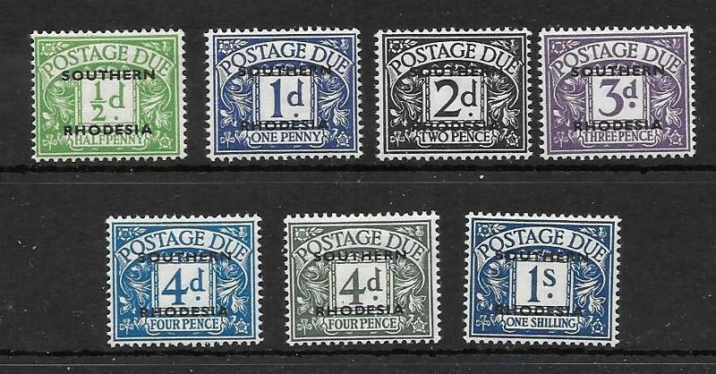 SOUTHERN RHODESIA SGD1/7 1951 POSTAGE DUES MNH