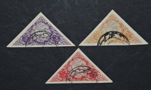 Saudi Arabia 3 Forgery Fake Triangle Stamps 1923 (Poland or Italy)