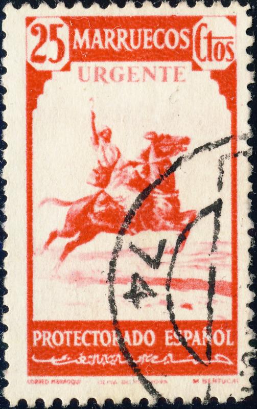 SPANISH MOROCCO - 1940 Mi.206 25c carmine Courier (Express stamp) - VF. Used