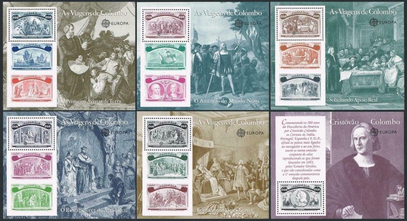 Portugal 1918-923,MNH.Michel Bl.85-90. EUROPE CEPT-1992.Voyagesof Columbus,500.