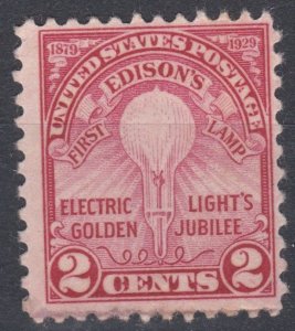 US 1929 Sc655 2c MM Edison