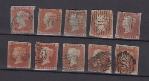 GB QV 1841 1d Red Imperf Unchecked Collection Of 10 BP9037