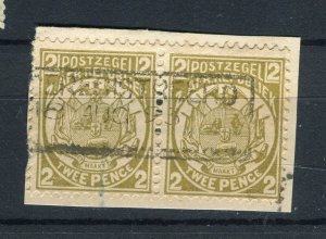 TRANSVAAL; 1890s early Eagle issue used 2d. pair fair Postmark Piece