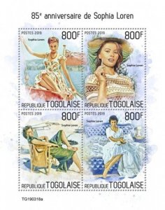 Togo - 2019 Italian Actress Sophia Loren - 4 Stamp Sheet - TG190318a