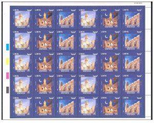 2014- Libya - Mosques of Libya - Sheet of 10 strips of 3 stamps-MNH** 