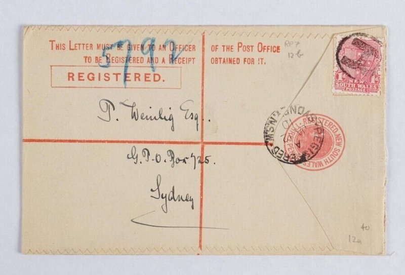 NEW SOUTH WALES Registered Envelope: 1898 QV 3d Red size G. H&G C12a..