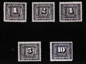 Canada 1906 J1-J5 First Postage Due Set (5) XF/NH/(**) Pristine & Complete Set