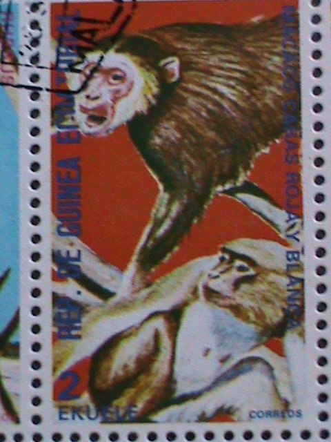 EQUATORIAL GUINEA-1974 WORLD FAMOUS LOVELY MONKIES  CTO SHEET-VERY FINE