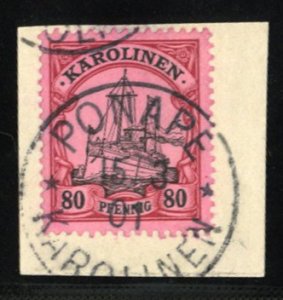 German Colonies, Caroline Islands #15 Cat$21, 1901 80pf lake and black, used ...