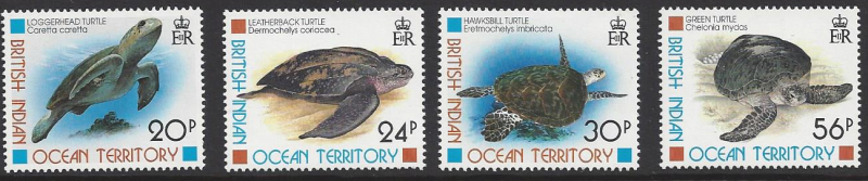 British Indian Ocean Territory #181-4, mint set  turtles issued 1996