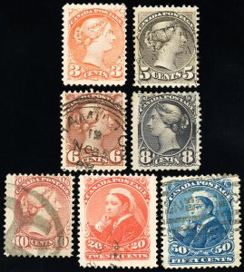 Canada Stamps # 41-6 Used VF Scott Value $295.00
