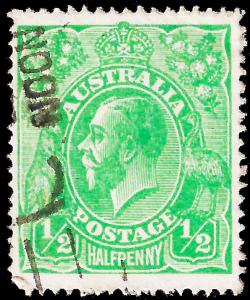 Australia 1918 Sc 60 KGV 1/2d emerald UF