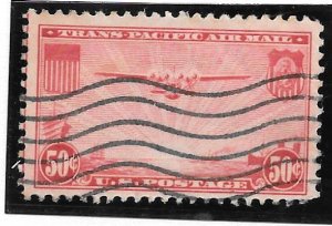 U.S. Scott #C22 Used 50c Transpacific Air Mail stamp 2018 CV $5.00