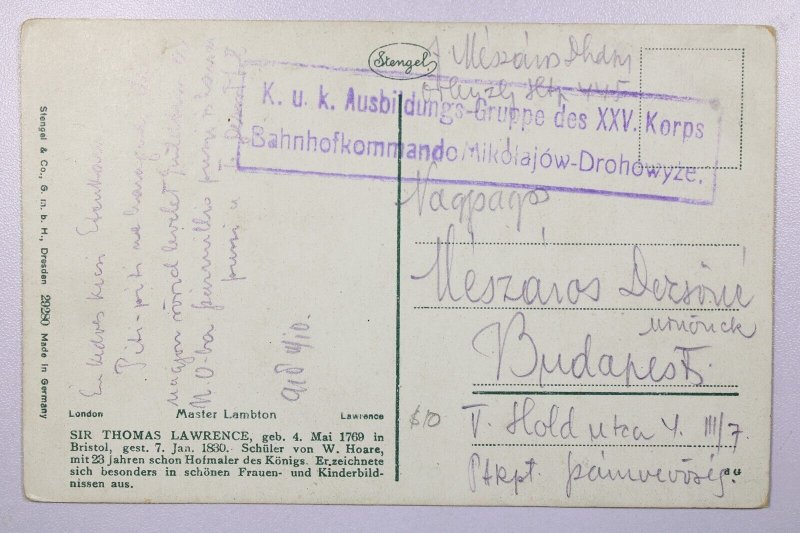 Austria 191x Feldpost Card to Hungary / Child PPC - L39202