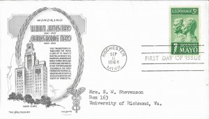 1964 FDC, #1251, 5c Doctors Mayo, Aristocrats-Lowry