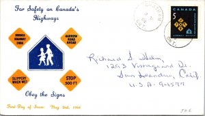 Canada 1966 FDC - For Safety On Canada's Highways - Chatham, Ont - J8981