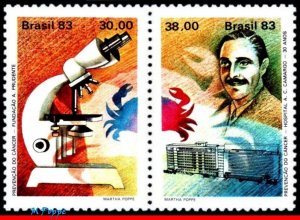 1849A BRAZIL 1983 CANCER PREVENTION, MICROSCOPE, HEALTH, MI# 1956-57 C-1313, MNH