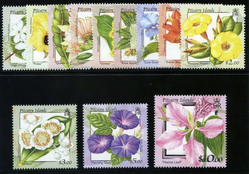 Pitcairn Islands 2000 QEII Flowers set complete MNH. SG 564-575. Sc 512-523.