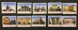 Vatican City Sc# 917-926 MNH Complete Set Architecture of Vatican & Rome