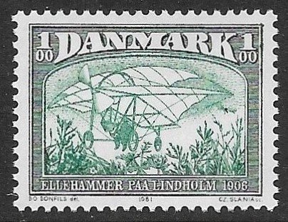 Denmark # 696 - Ellehammer & Lindholm Plane - MNH.....{P36}