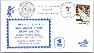 US SPECIAL EVENT CACHET COVER SAN MATEO STAMP SHOW SALUTES USPS & EMPLOYEES 1973