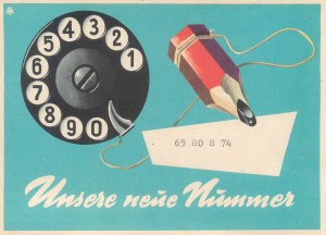 E0061 Austria postcard Telephone rotary dial pencil Our new number 1960s