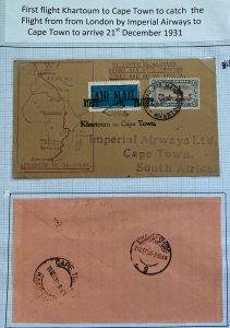 1931 Khartoum Sudan Airmail First Flight Cover FFC To Cape Town South Africa