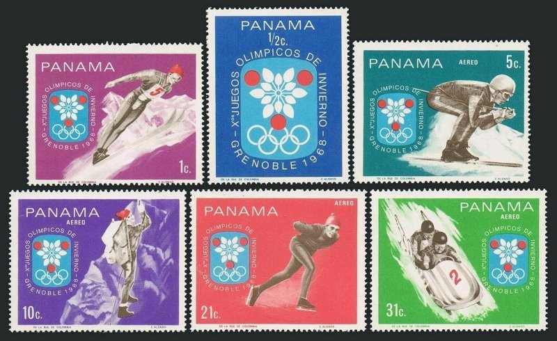 Panama 484-484E,MNH.Michel 1046-1051. Olympics Grenoble-1968.Ski jumper,Skier, 