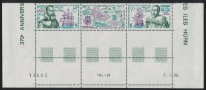 Wallis and Futuna Ships Discovery of Horn Islands Strip Date Number 1986 MNH