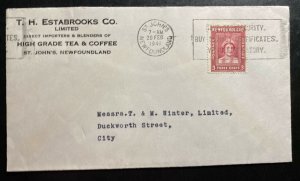 1941 St Johns Newfoundland High Grade Tea Importers Cover To Locally Used