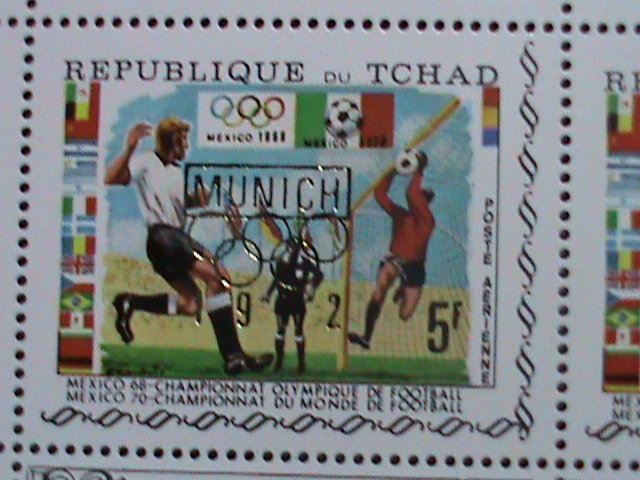 CHAD-1970-SC#239E OLYMPIC GAMES-MUNICH'74 GOLD OVER PRINT-MNH SHEET-VERY FINE