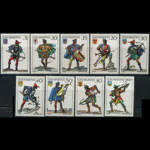 SAN MARINO 1973 - Scott# 819-27 Crossbowmen Set of 9 NH