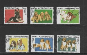 AZERBAIJAN #584-589 1996 DOGS MINT VF LH O.G CTO