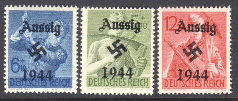 GERMANY B238-B240 AUSSIG LOCAL FELDPOST OVERPRINTS OG NH VF BEAUTIFUL GUM