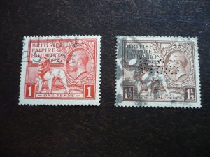 Stamps - Great Britain - Scott# 203-204 - Used Set of 2 Stamps, 1 with Perfin