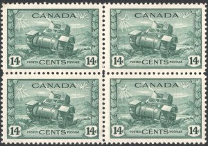 Canada SC#259 14¢ Ram Tank Block of Four (1943) MLH*