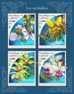 Guinea - 2018 Orchids on Stamps - 4 Stamp Sheet - GU18506a