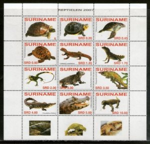 Suriname 2007 Crocodile Tortoise Reptiles Sc 1353 Setenant + Label MNH # 9213